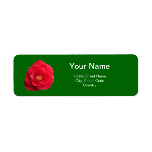 赤ツバキ花グリーン住所 シール (正面)