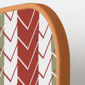 赤ティール（緑がかった色）山形ストライプ模様 ピックルボールラケット (左詳細)