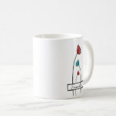 赤ティール（緑がかった色）花 コーヒーマグカップ (正面右)