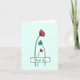 赤ティール（緑がかった色）花 サンキューカード