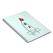 赤ティール（緑がかった色）花 ノートブック (右側)