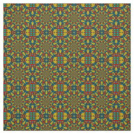 赤ティール（緑がかった色）黄モダン民族繊維族プリント ファブリック