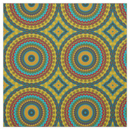 赤ティール（緑がかった色）黄モダン民族繊維族プリント ファブリック