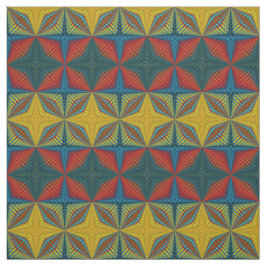 赤ティール（緑がかった色）黄モダン民族繊維族プリント ファブリック