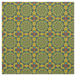 赤ティール（緑がかった色）黄モダン民族繊維族プリント ファブリック