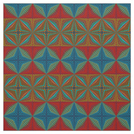 赤ティール（緑がかった色）黄モダン民族繊維族プリント ファブリック