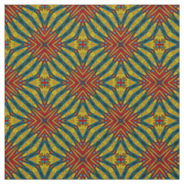 赤ティール（緑がかった色）黄モダン民族繊維族プリント ファブリック