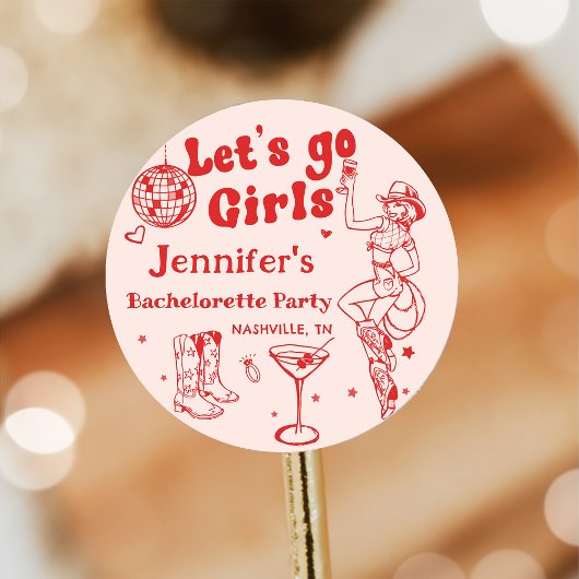 赤ディスコカウガールロデオバチェロレッテパーティー ラウンドシール