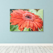 赤デイジーフラワーフローラアートキャンバス印刷 キャンバスプリント (インサイチュ (ウッドフロア))