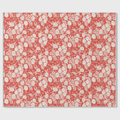 赤デイジー絵を描花模様包紙 ラッピングペーパー (フラット)