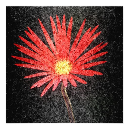 赤デイジー絵画の花 フォトプリント            (正面)