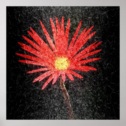 赤デイジー絵画の花 ポスター (正面)