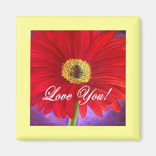 赤デイジー絵画フラワー数々の- マグネット (正面)