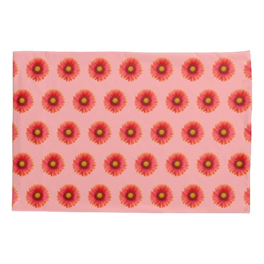 赤デイジー花枕ケースの継ぎ目無し模様 枕カバー (裏面)