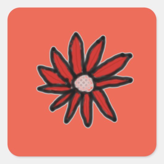 赤デイジー スクエアシール (正面)