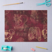 赤デコページの赤と金ゴールドの構造スケッチ 薄葉紙 (クラフト)