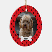 赤トナカイカスタムのペット子犬の写真 セラミックオーナメント (右)