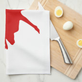 赤トナカイ/カリブシルエット キッチンタオル (四つ折り)