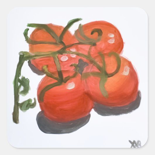 赤トマトのつる植物 スクエアシール (正面)