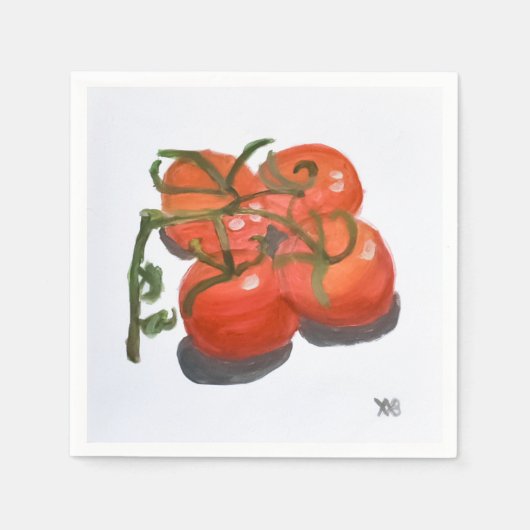 赤トマトのつる植物 スタンダードカクテルナプキン (正面)