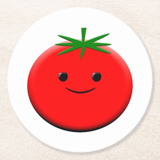 赤トマト ラウンドペーパーコースター (正面)