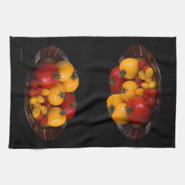 赤トマト、黄色トマト キッチンタオル