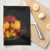 赤トマト、黄色トマト キッチンタオル (四つ折り)