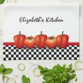 赤トマパーソナライズされたトペッパーイタリアンスタイル キッチンタオル (折り畳み)