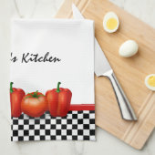 赤トマパーソナライズされたトペッパーイタリアンスタイル キッチンタオル (四つ折り)