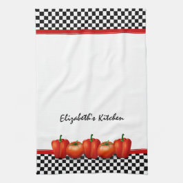 赤トマパーソナライズされたトペッパーイタリアンスタイル キッチンタオル