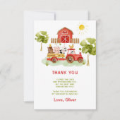 赤トラクターファーム動物の誕生日感謝していあなた カード (正面)