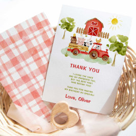 赤トラクターファーム動物の誕生日感謝していあなた カード