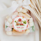 赤トラクターファーム動物の誕生日 ラウンドシール