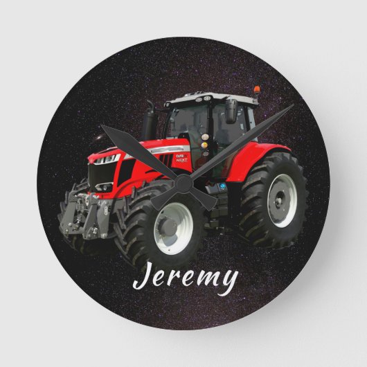 赤トラクモダンター  ラウンド壁時計 (正面)