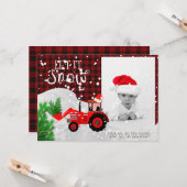 赤トラク素朴ターPHOTOクリスマスバッファロープレイド カード (正面/裏面インサイチュ)