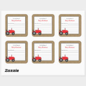 赤トラク素朴タ蔵書票 スクエアシール (シート)