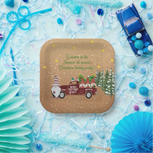 赤トラックお洒落の格言のクリスマスパーティー ペーパープレート (パーティー)