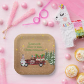 赤トラックお洒落の格言のクリスマスパーティー ペーパープレート (パーティー)