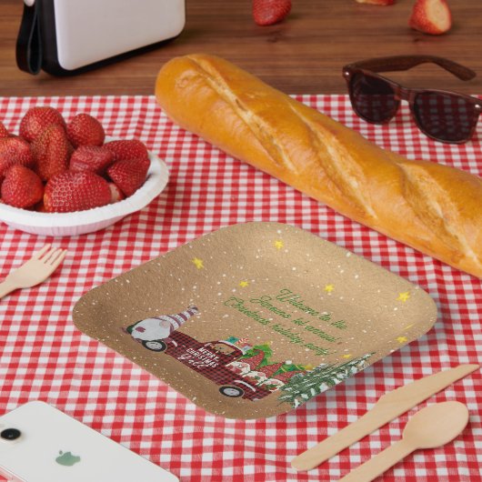 赤トラックお洒落の格言のクリスマスパーティー ペーパープレート (ピクニック)