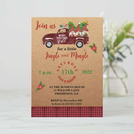 赤トラックお洒落の格言のクリスマスパーティー 招待状 (スタンド正面)