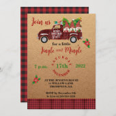 赤トラックお洒落の格言のクリスマスパーティー 招待状 (正面/裏面)