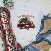 赤トラックとクリスマス猫付きTシャツ Tシャツ