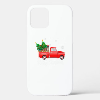 赤トラックに乗ったボクサードッグのクリスマス iPhone 12ケース