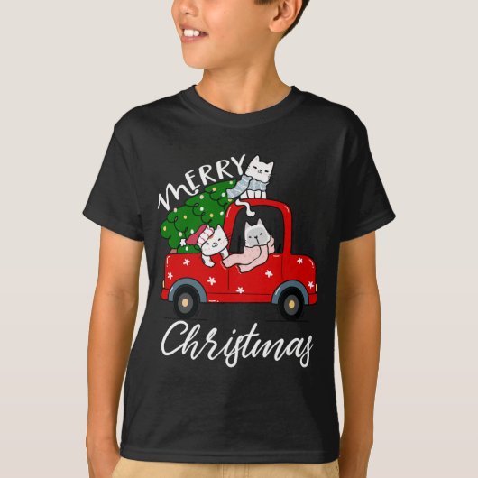 赤トラックのキャッツクリスマスツリー Tシャツ (正面)