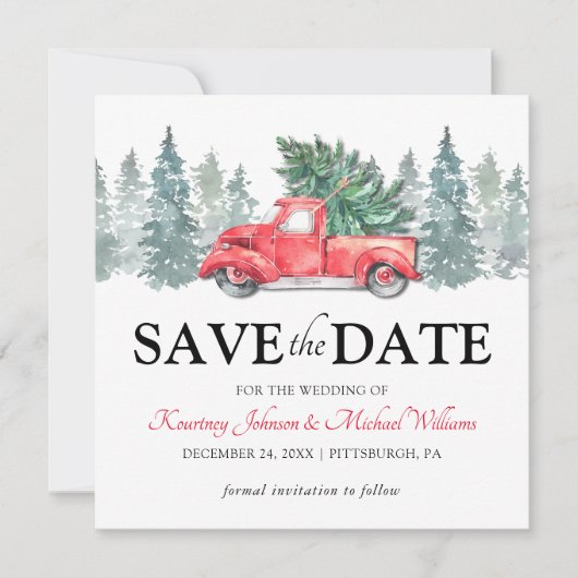 赤トラックのクリスマスウェディング日付を保存 (正面)