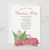 赤トラック松の木の雪クリスマスパーティー 招待状 (正面)