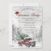 赤トラック松の木の雪林クリスマス 招待状 (正面)