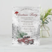 赤トラック松の木の雪林クリスマス 招待状 (スタンド正面)