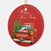 赤トラック松の木クリスマス セラミックオーナメント (左)