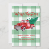 赤トラック松の木メリークリスマスグリーンギンガム シーズンカード (正面)